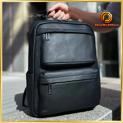 Повседневный мужской рюкзак из натуральной кожи черный современный портфель отличное качество Tiding Bag Киев - изображение 1