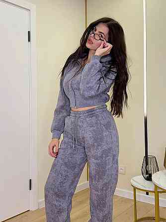 Жіночий теплий прогулянковий костюм-двійка турецька тринитка варенка на флісі Сірий, 44/46 Одеса