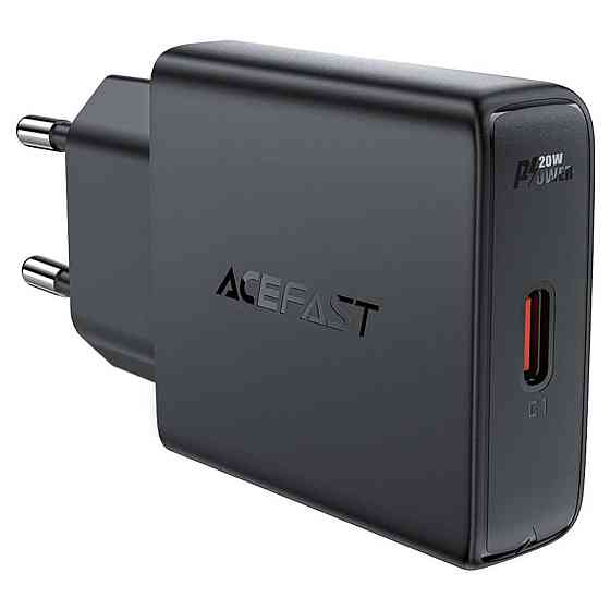 Мережевий зарядний пристрій ACEFAST A65 PD20W GaN single USB-C ultra-thin charger Black 6974316282686 Одеса