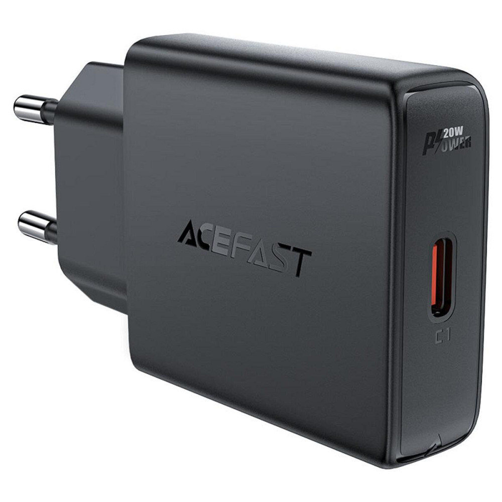 Мережевий зарядний пристрій ACEFAST A65 PD20W GaN single USB-C ultra-thin charger Black 6974316282686 Одеса - фото 1