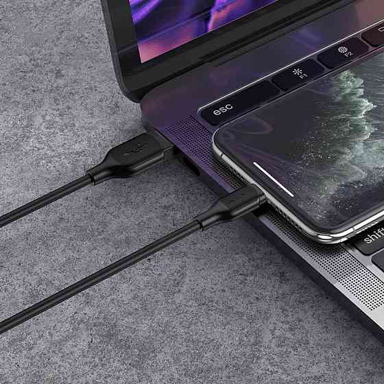 Кабель BOROFONE BX42 USB to iP 2.4A, 1m, silicone, TPE connectors, Black Киев