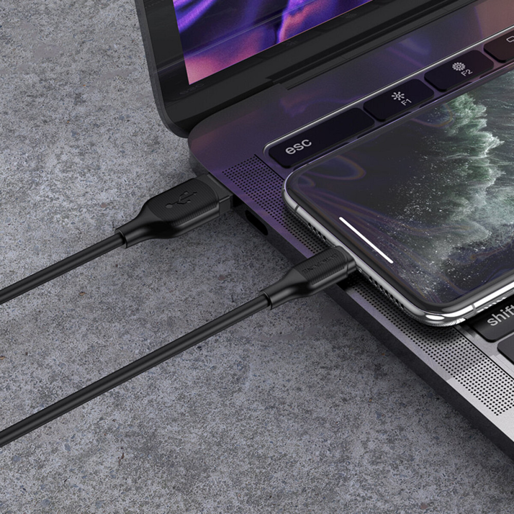 Кабель BOROFONE BX42 USB to iP 2.4A, 1m, silicone, TPE connectors, Black Киев - изображение 5