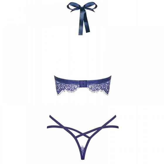 Комплект белья Obsessive FLOWLACE с цветочным кружевом, синий, L/XL Sex Aura Киев