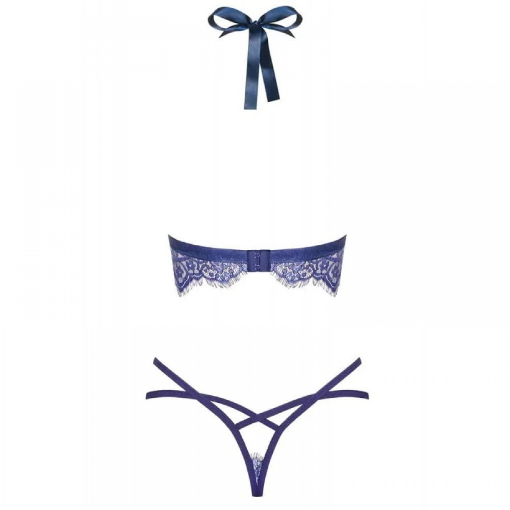 Комплект белья Obsessive FLOWLACE с цветочным кружевом, синий, L/XL Sex Aura Киев - изображение 6