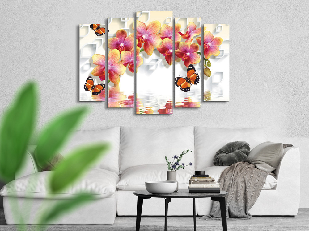 Модульна картина у вітальню / спальню Квіти Орхідея Метелики Art-372_5 ( 80х118см ) Київ - фото 3