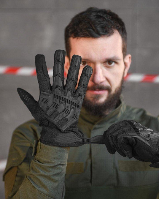 Перчатки тактичні чоловічі чорний зі вставками на липучці класні Одеса - фото 4