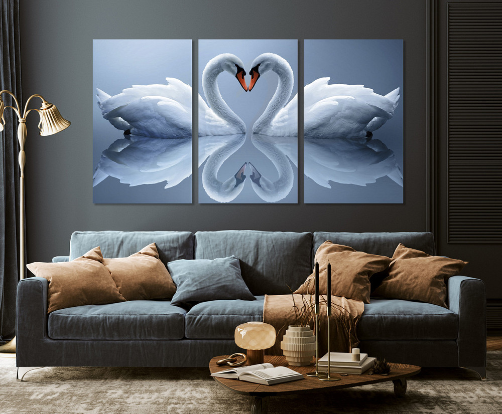Модульная картина в гостиную / спальню  Лебеді    ART-025_3A 70х130 см Киев - изображение 3
