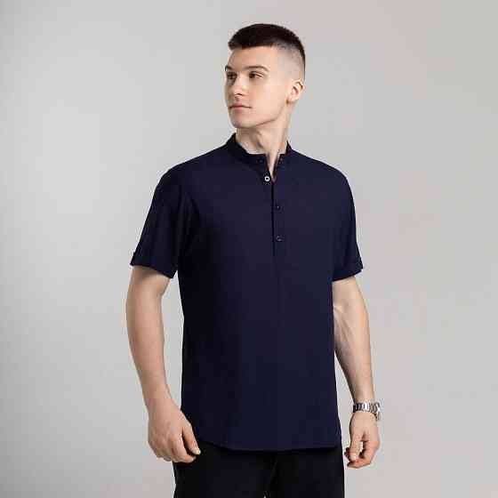 Чоловіча сорочка з коротким рукавом темно-синя Pobedov Molodist' Київ