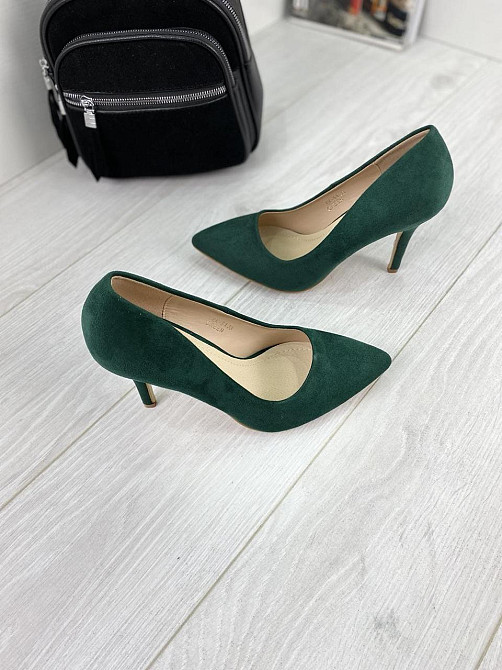 Туфлі жіночі S.S зелені еко-замша каблук 9см 36р.-23см 38р.-24.5см (EK-51 2752) Коломия - фото 5