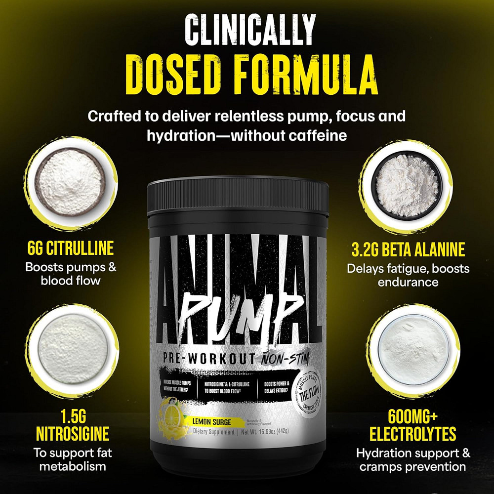 Передтренувальний комплекс Universal Nutrition Animal Pump Non-Stim Powder 442 г, Lemon Surge Луцьк - фото 3