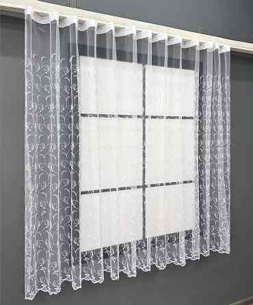 Тюль VR-Textil 1891т Фатин з вишивкою та люрексом Холодний білий 300х150 см (40-259) Київ