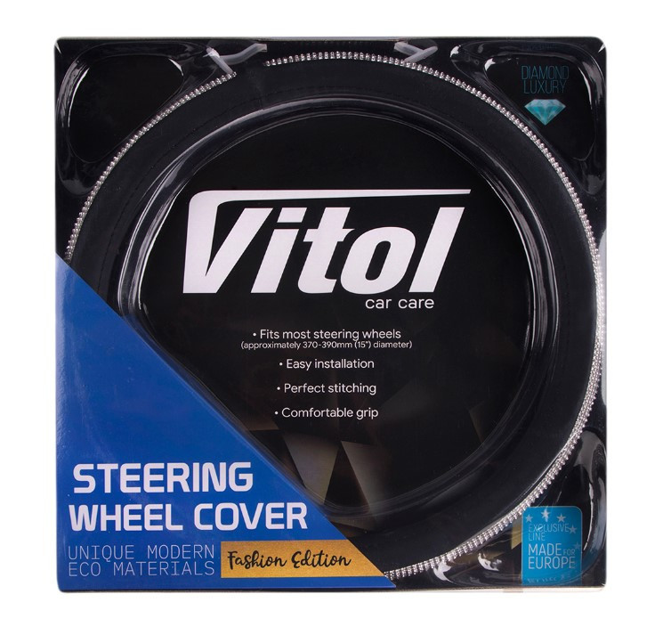 Чохол на кермо VLOD-BRLT85 BK M чорна/БО/стрази Винница - изображение 3