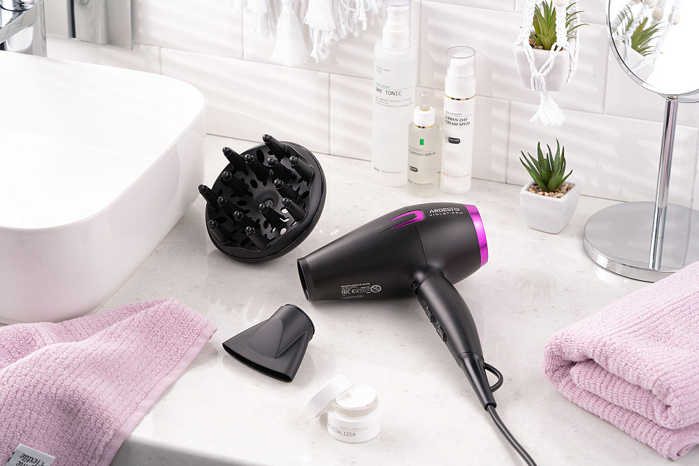 Фен ARDESTO Violet PRO HD-Y221PRO ,1750-2100Вт, 2 швидкості, 3 темп.режими, дифузор, чорний Київ - фото 5