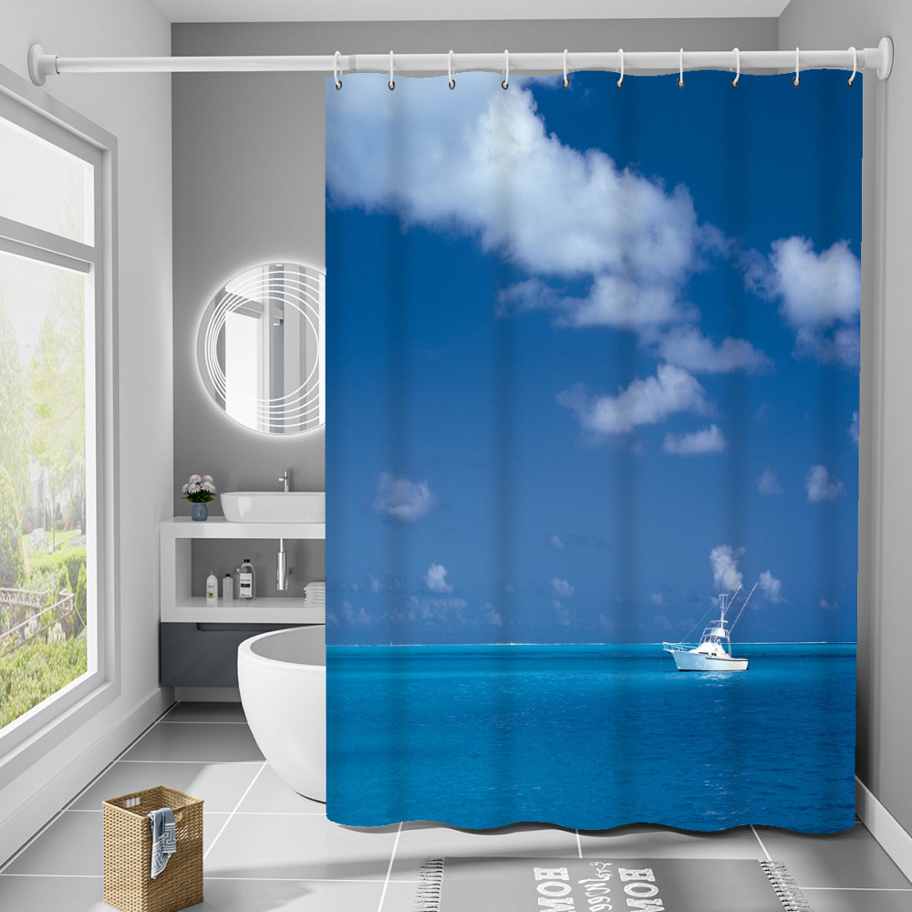 Шторка для ванны из полиэстера водонепроницаемая Bathlux 180x180 см с кольцами, занавеска для ванной комнаты Каменец-Подольский - изображение 1