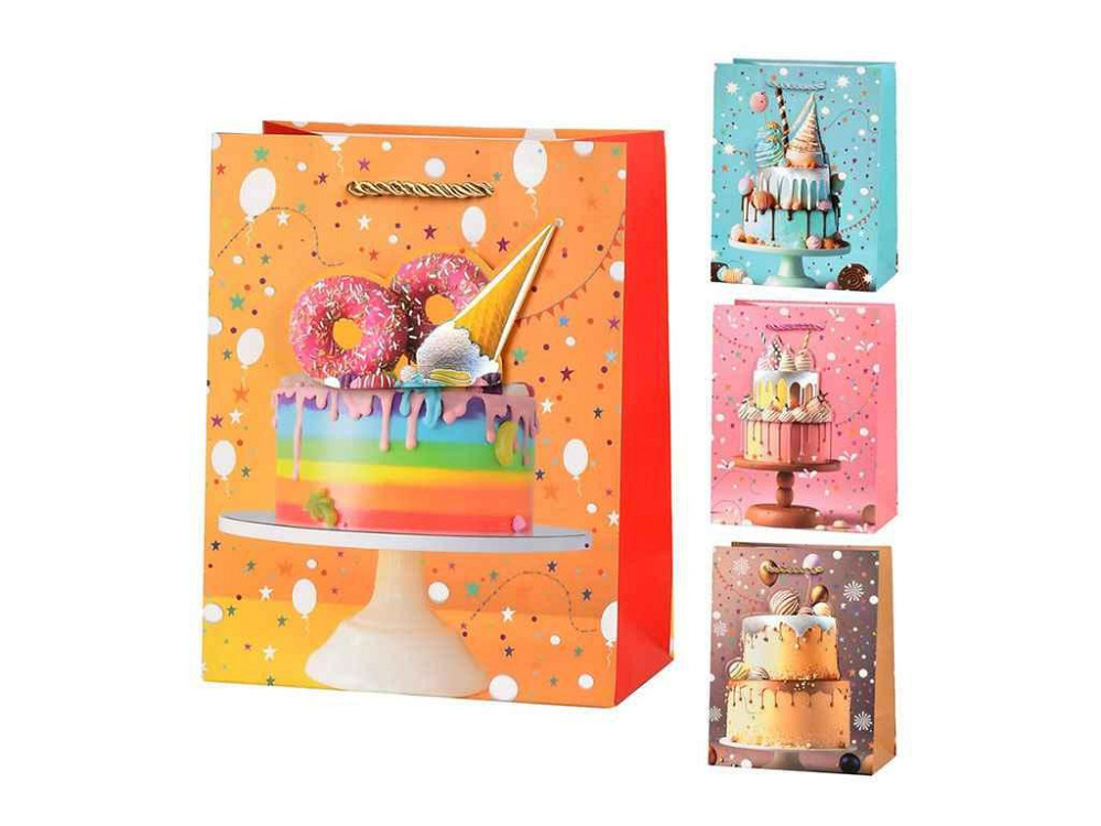 Пакет подарунковий S Birthday cake 3D 18*23*10см паперовий R33235-S ТМ STENSON Київ - фото 1