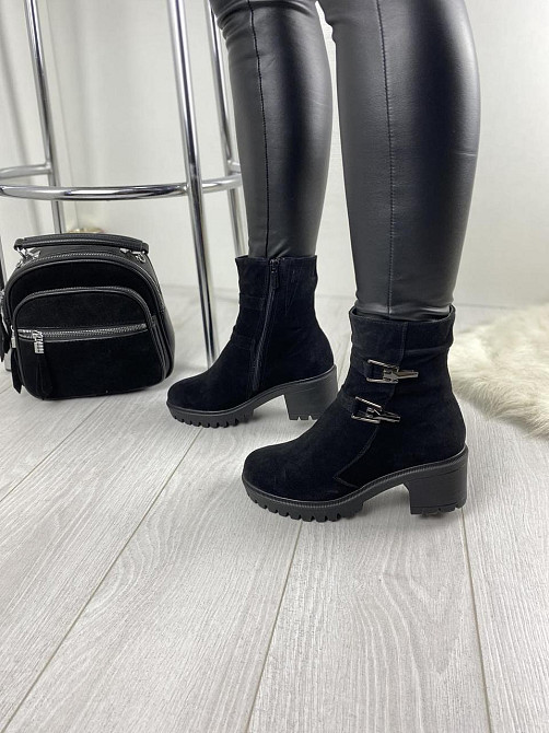 Жіночі черевики ARLETT чорні натуральна замша зима висота черевика 14 см (Б321) Коломия - фото 5