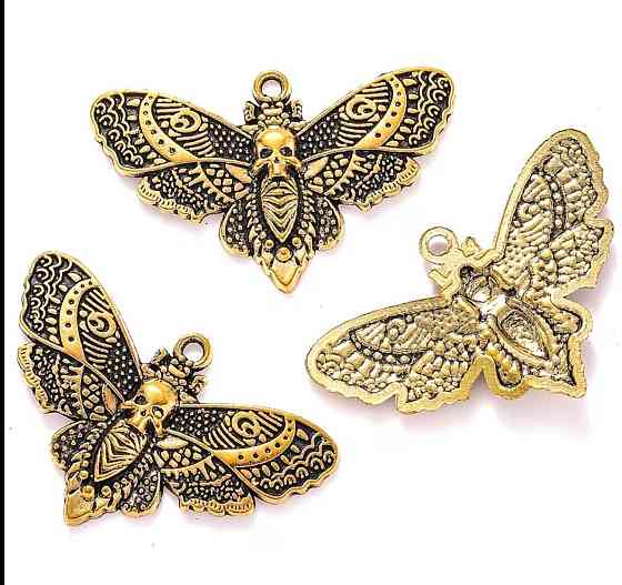 Подвеска мотылек с черепом винтажная металлическая шарм для украшений Киев
