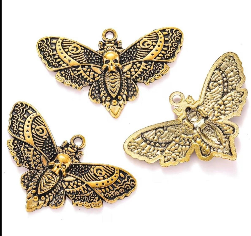 Подвеска мотылек с черепом винтажная металлическая шарм для украшений Киев - изображение 2