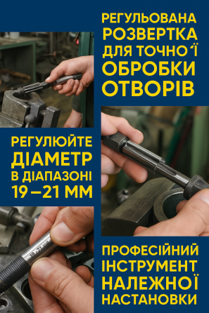 Розгортка регульована пелюсткова 19–21 мм — інструмент точного доведення отворів Харків
