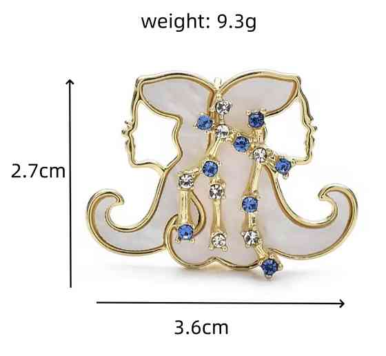 Брошка знак зодіаку "Близнюки" Золотистий Сміла