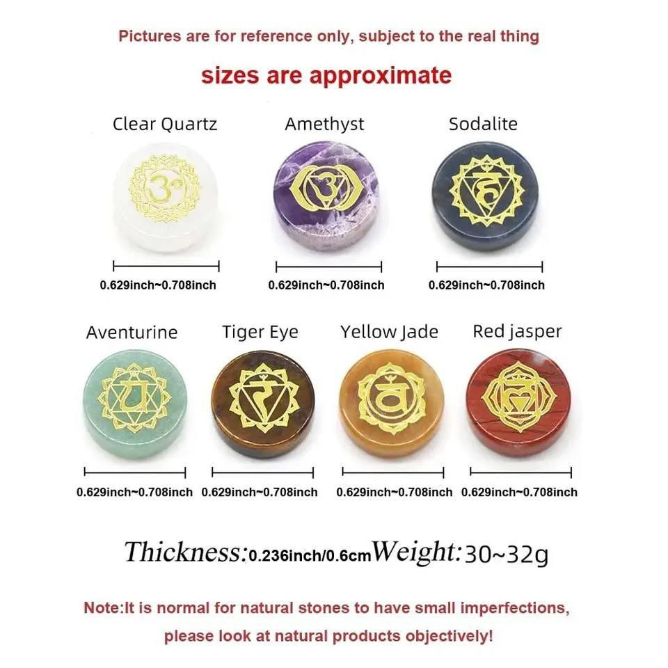 Набор натуральных кристаллов круглой формы для 7 чакр с санскритскими символами. Киев - изображение 3