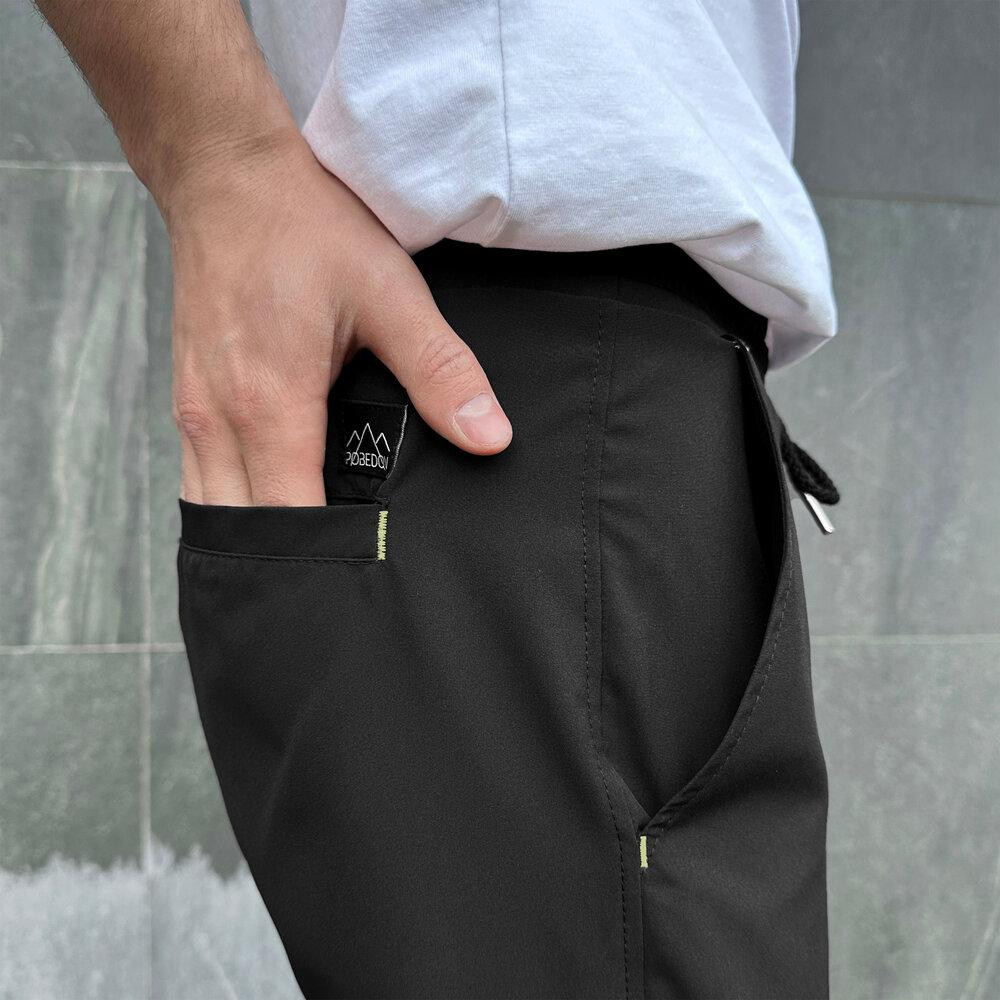 Чоловічі штани джогери з кишенями чорні Pobedov Vershyna Київ - фото 10
