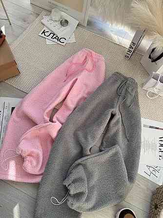 Жіночі прогулянкові теплі штани букле на флісі Сірий Одеса