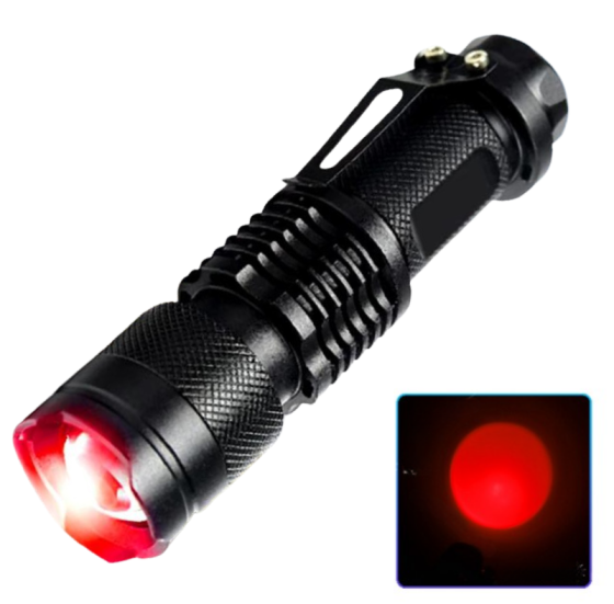 Ліхтар K11-XPE (Red), 1хАА/1x14500, 1 РЕЖИМ, zoom, затискач Дніпро