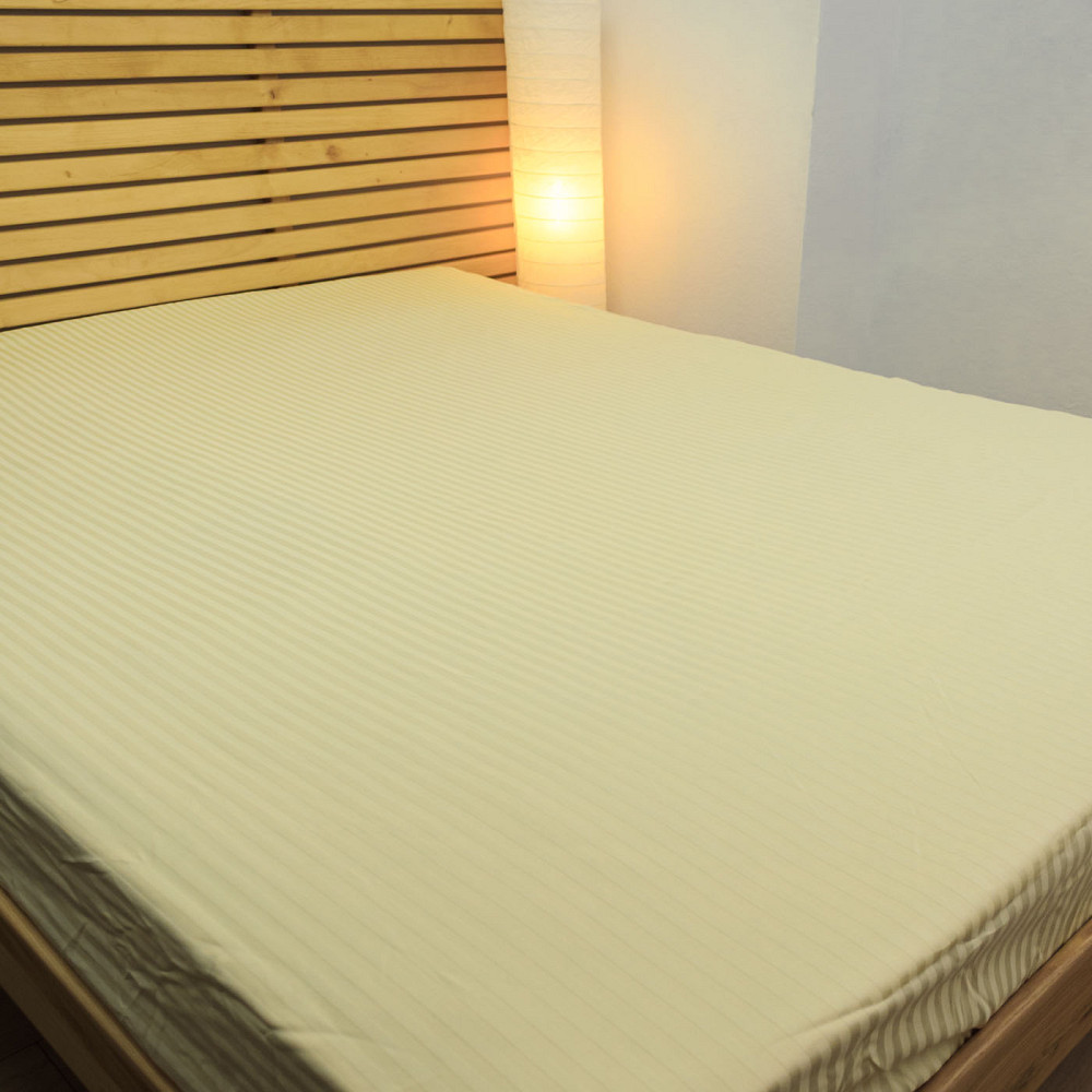 Простирадло на резинці євро страйп-сатин 100% бавовна 200х200х35см 125г/м2 (Шампань) Суми - фото 2