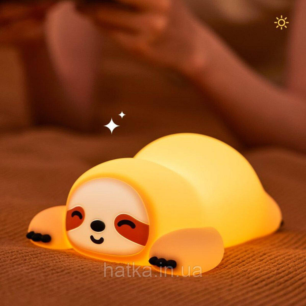 Ночник детский силиконовый сенсорный Ленивец VALESO A046 для спальни аккумуляторный желтый Киев - изображение 1