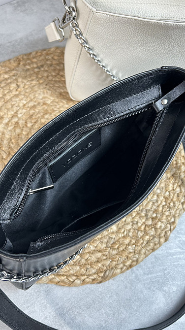 Женская кожаная сумочка, Стильная сумка из натуральной кожи, Маленькая черная сумка на плечеMasterSem Киев - изображение 4