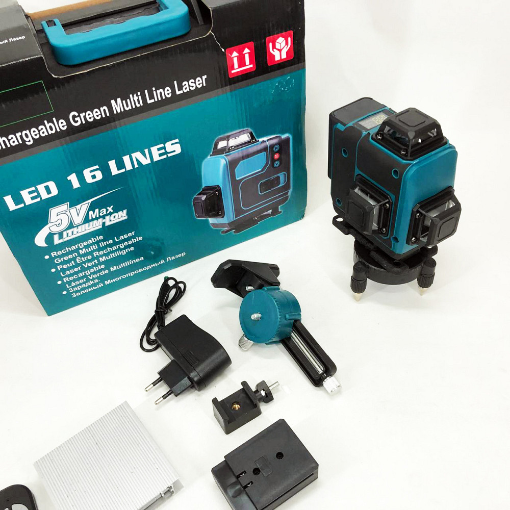 Уровень лазерный линейный нивелир аккумуляторный Laser 4D, 16 линий, рабочее растояние 30м, в чемодане XZ-85 Львов - изображение 7