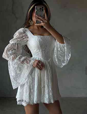 Женское романтичное праздничное платье с пышной юбкой и объемными рукавами гипюр + подкладка Одесса