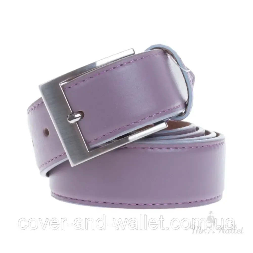 Стильний жіночий ремінь фіолетового кольору з натуральної шкіри 35мм PS Leather Київ - фото 1