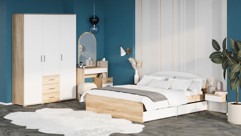 Двуспальная кровать Эверест Астория с двумя ящиками 160х200 см Дуб сонома/Белый (DTM-073876) Львов - изображение 8