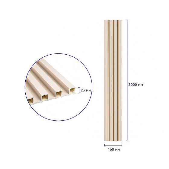 Рейка декоративная WPC стеновая 3000х160х23мм Молочный SW-00001858 Днепр