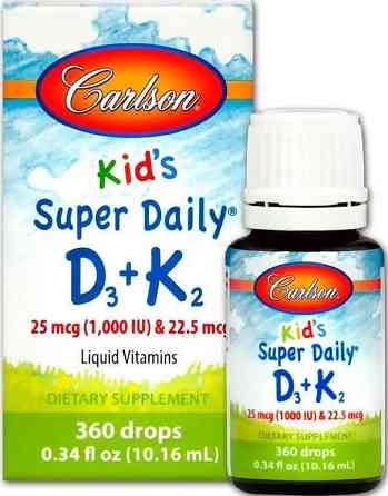 Витамин D-3 К-2 для детей Carlson Super Daily D3+K2 10,16 мл Киев