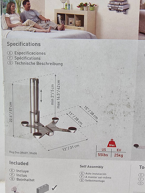 Кронштейн настінний + полиця для аудіо апаратури Barkan lcd mount 80 Луцк - изображение 5