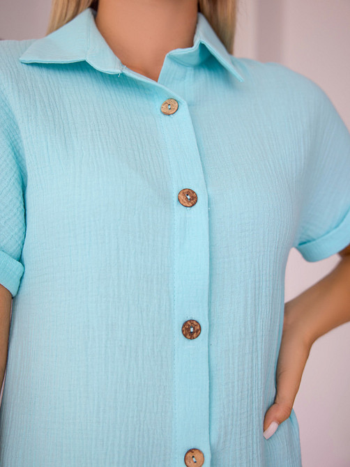 Літня муслінова сукня-сорочка "Erika" | Батал Блакитний, 50-52 Київ - фото 2