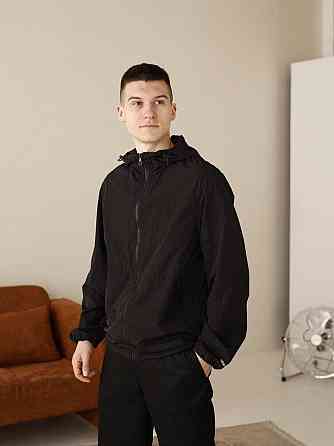 Чоловіча чорна вітрівка. Куртка-вітрівка демісезонна легка з кишенями Pobedov Neon Київ