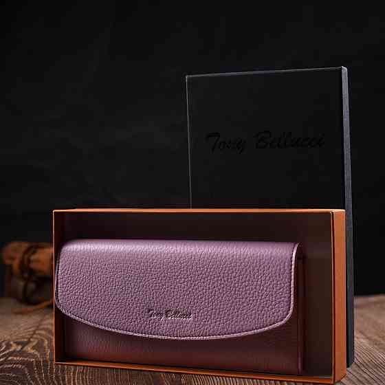 Стильный женский кошелек с монетницей на молнии из натуральной кожи Tony Bellucci 21964 Лиловый Киев