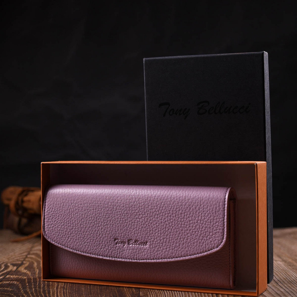 Стильный женский кошелек с монетницей на молнии из натуральной кожи Tony Bellucci 21964 Лиловый Киев - изображение 3