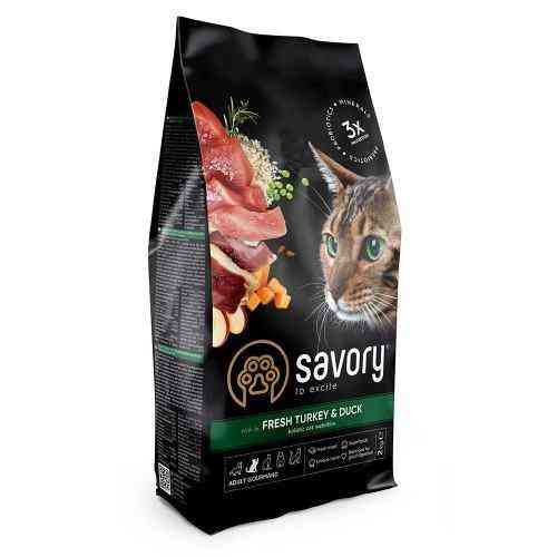 Сухий корм Savory для котів гурманів, зі свіжою індичкою та качкою, 2 кг Київ