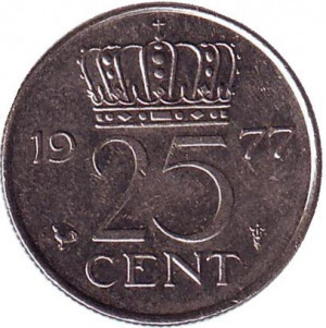 Монета 25 центов. 1977 год, Нидерланды. Полтава - изображение 1