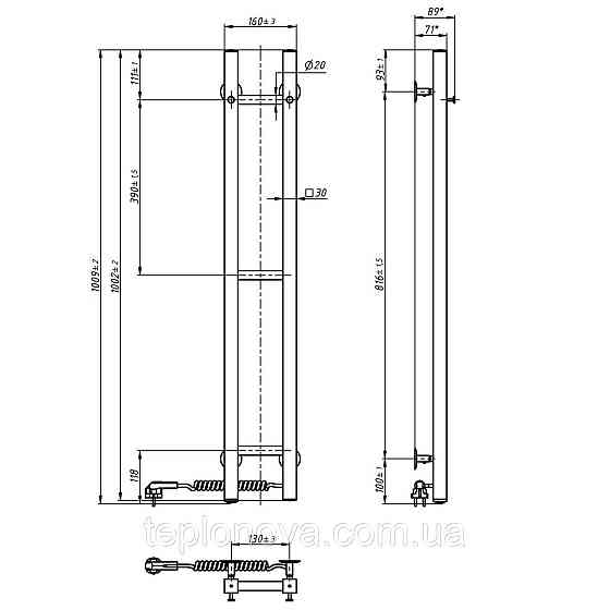 Сушарка для рушників Силует Квадро 160х1000 права Чернівці