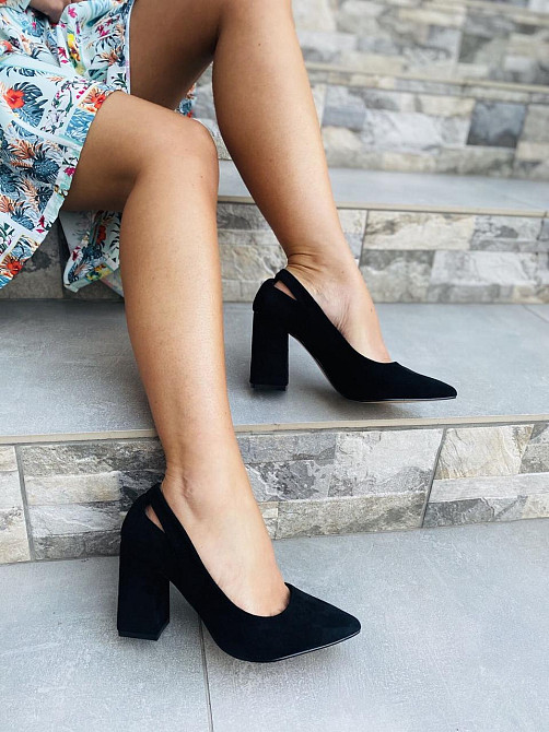 Meideli Туфлі жіночі MEIDELI чорні еко-замша каблук 9 см 38р.-25 см 39р.-25.5 см (3955) Коломия - фото 5