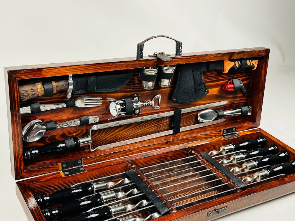 Подарунковий набір шампурів у дерев'яному кейсі ГРИЛЬ LUX HAPPY DAYS Тернопіль - фото 5