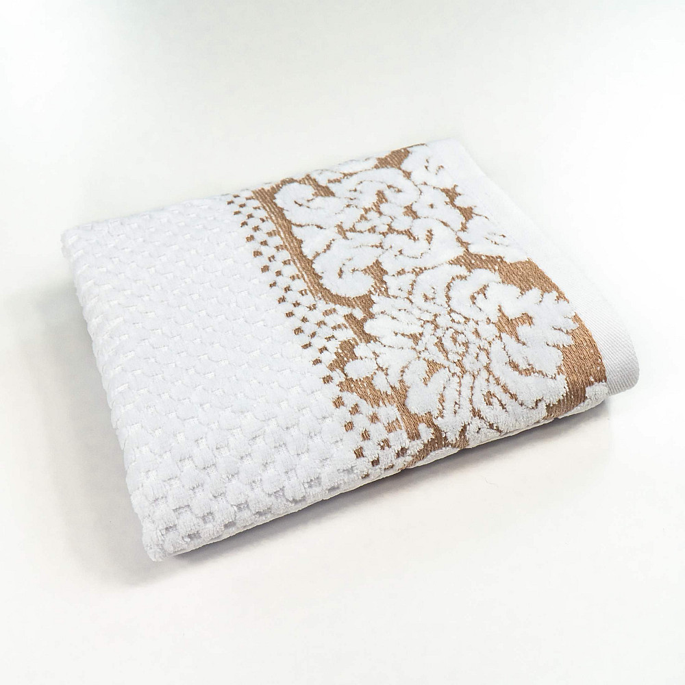 Рушник махровий для обличчя та рук 40x70см Damask Преміум якості Жакардове з велюром 550г/м2 (Білий) Суми - фото 1