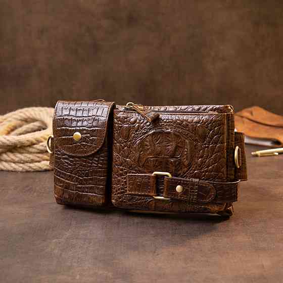 Бананка поясная под кожу рептилии унисекс Коричневая (Vintage) Киев