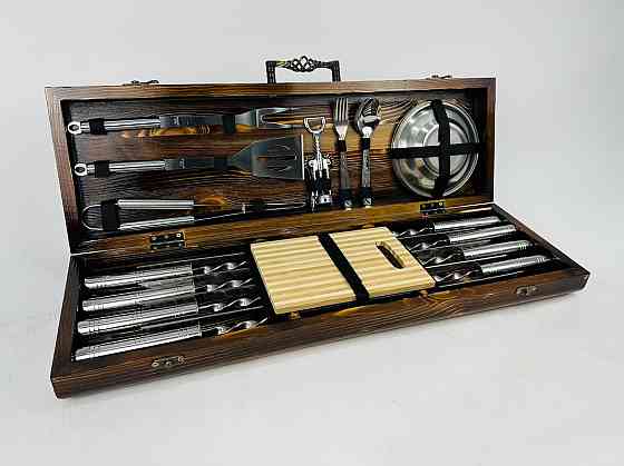 Подарунковий набір шампурів у дерев'яному кейсі BBQ Lux HAPPY DAYS Тернопіль